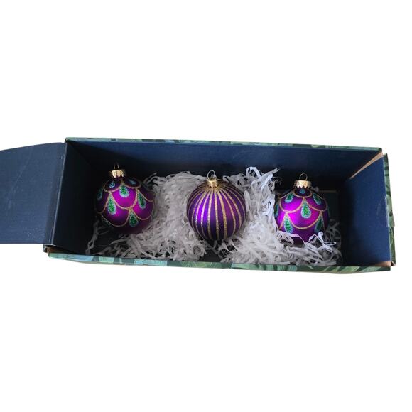 Peacock Themed Christmas Ornaments First 3 are Tommy Bahama 7 Pieces Shiny - Picture 10 of 10